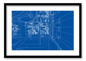 Sketch of industrial equipment. Vector