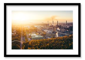 industrial landscape with heavy pollution produced by a large factory