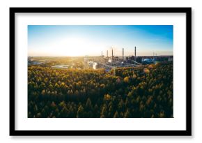 industrial landscape with heavy pollution produced by a large factory