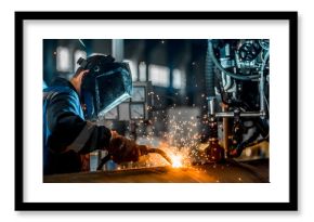 man welds at the factory