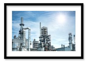 Close up Industrial view at oil refinery plant form industry zone with sunrise and cloudy sky