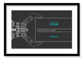 Industrial robot manipulator.Mechanical Engineering drawing .Robotic arm .Computer aided design systems.Industrial Technology Banner. Modern industrial technology - Vector illustration . 