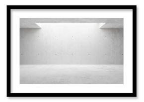 Abstract empty, modern concrete walls hallway room with indirekt ceiling lights in the back - industrial interior background template
