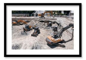 multiple construction equipment at the construction site