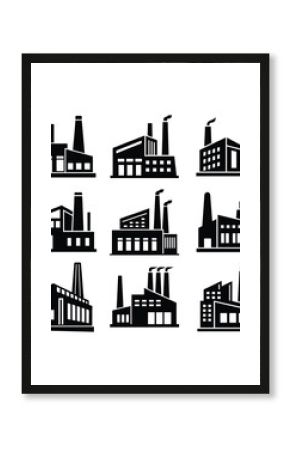 A set of industrial build icon silhouette vector illustration