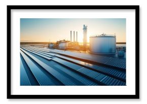 Innovative hydrogen plant development vast landscape renewable strategy industrial environment futuristic viewpoint