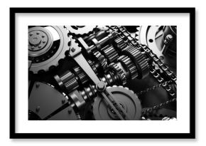Gears and cogs mechanism. Industrial machine, engine