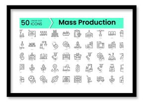 Set of mass production icons. Line art style icons bundle. vector illustration