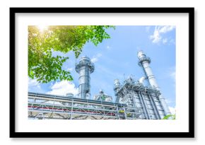 power plant with tree. green industry eco power for sustainable energy saving environmental friendly low carbon footprint.