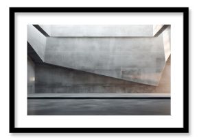 a concrete room with abstract interior design against an architectural background