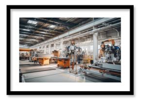 A Factory interior construction, modern large-scale production lines, industrial production technology, remanufacturing, production lines.