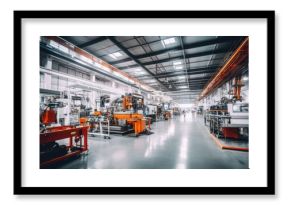 A Factory interior construction, modern large-scale production lines, industrial production technology, remanufacturing, production lines.