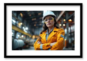 Portrait of empowered Female Worker in Industrial Setting. Generative AI image