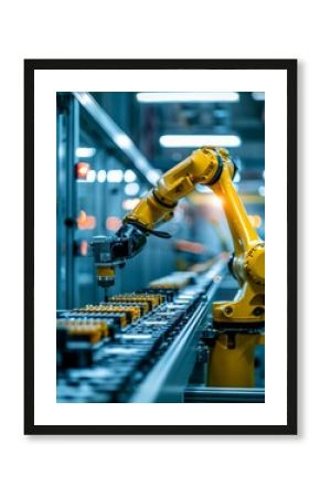 A robot is working on a machine in an industrial setting. Generative AI.