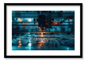 High-tech industrial machinery focusing on precision manufacturing processes, showcasing advanced technology and automation in a detailed close-up view.