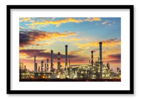 Oil refinery industrial plant at night