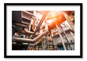 Rusty industrial pipelines in Steel mills