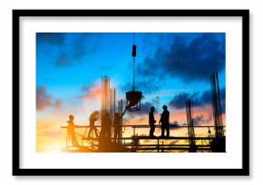 Silhouette People heavy industrial sector construction worker, p
