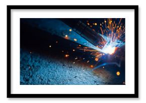 artistic welding sparks light, industrial background