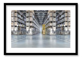 Huge distribution warehouse with high shelves