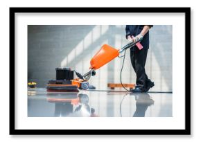 washing floor with machine
