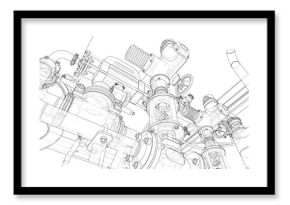 Sketch of industrial equipment. Vector