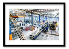 Factory constructions, industry technology, manufacturing iterior, production line