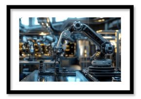 A high-tech robotic arm precisely assembles a circuit board in an advanced manufacturing facility, showcasing automation and innovation in industrial technology.