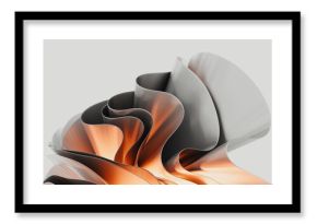 Abstract Metallic Art With Flowing Copper and Steel Forms