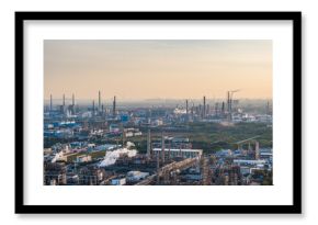 Aerial view of twilight of oil refinery 