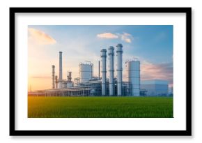 Innovative Factory Facilities in Eco-Friendly Industrial Park at Sunset