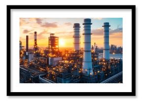 Industrial Refinery Complex at Sunset Oil and Gas Processing Plant