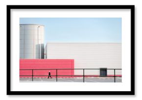 Silhouette in minimalist industrial environment