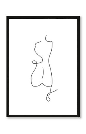 Abstract woman or female body contour. One line style, vector illustration. 