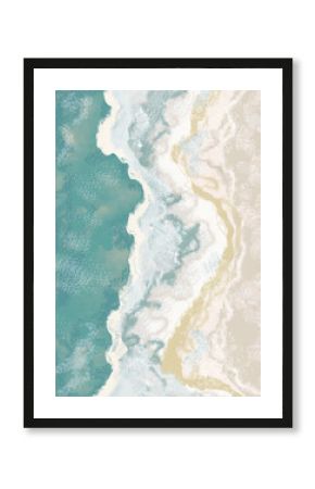 Boho Sea Beach with Waves Print.. Abstract Background. Bohemian printable wall art, boho poster, pastel abstract art, landscape drawing, sea painting. Abstract Arrangements.