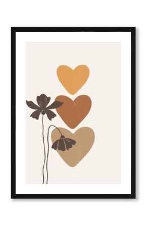 Botanical flower heart print boho minimalist wall art