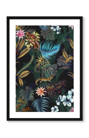 Seamless floral background scarf art abstract design textile. seamless beautiful artistic bright tropical pattern with exotic forest. Colorful Fabric Flower pattern. Beautiful vintage Floral