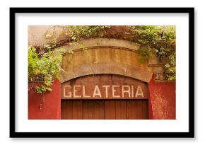 Entrance to gelateria in Bologna, Italy