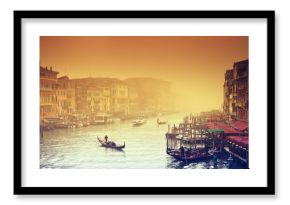 Grand Canal at a foggy evening. Venice - Italy