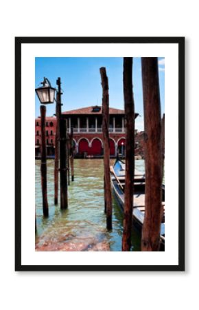 Parking place for Gondolas in Venice on Grand canal, Italy