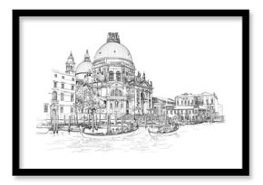 Venice - Cathedral of Santa Maria della Salute - vector drawing