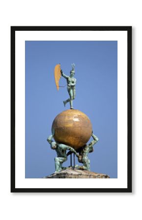 gold ball over the monument at Punta della dogana detail