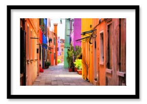 Colorful street in Burano, near Venice, Italy