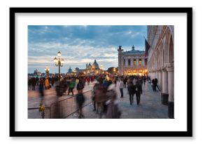 Tourists in San Marco square during Carnival of Venice. Italy.