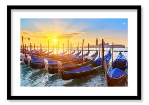 Venetian gondolas at sunrise