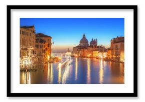 The beautiful night view of the famous Grand Canal in Venice, It