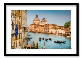 Gondolas on Canal Grande at sunset, Venice, Italy