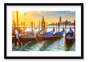 Venetian gondolas at sunrise