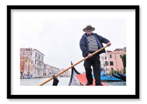 venice italy, gondola driver in grand channel