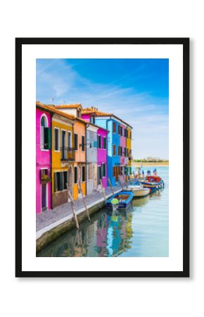 Painted houses of Burano, in the Venetian Lagoon, Italy.